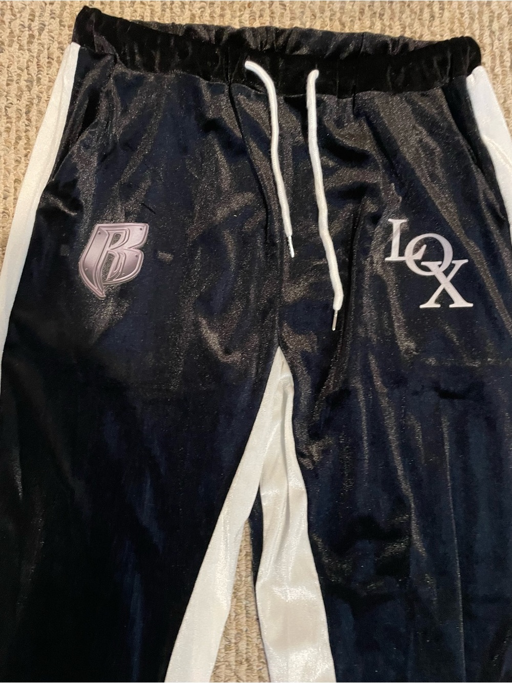 Black and White LOX Ruff Ryders light velour Jacket & Pants Set size Medium new - Picture 8 of 11